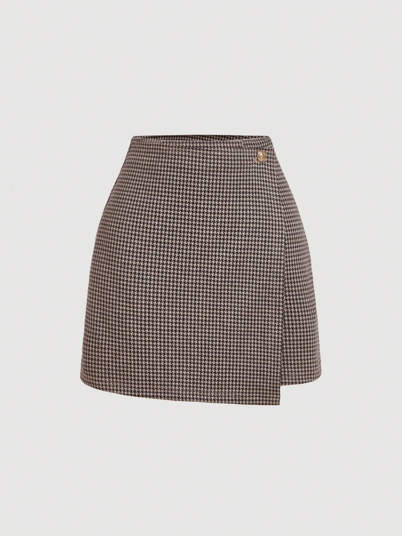 A-lijn minirok met pied-de-poule print en hoge taille voor casual feestgelegenheden dames-6
