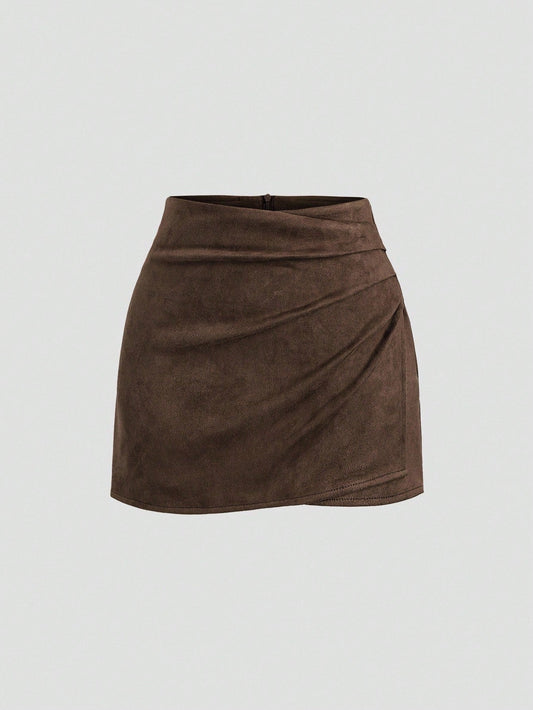 Geplooide bodycon-rok met ruches en rits, casual voor dagelijks gebruik, herfst, dames-41