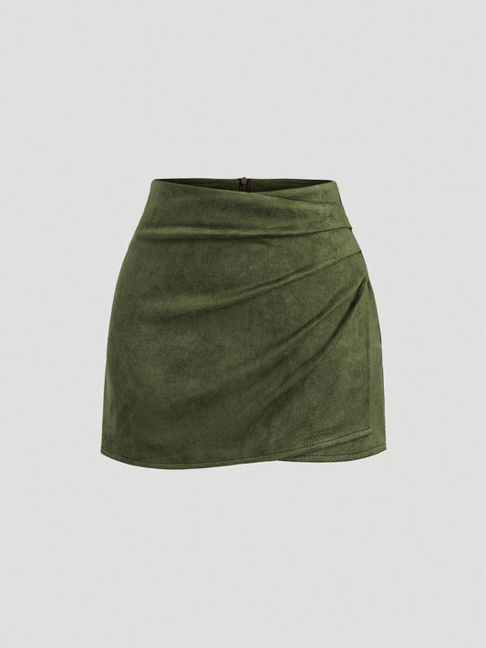 Geplooide bodycon-rok met ruches en rits in skinny fit voor dames-32