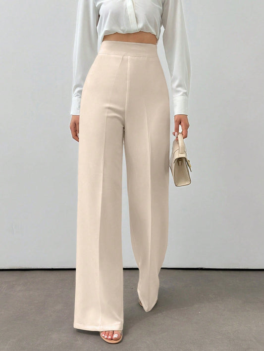 Hoog getailleerde broek met flare pijpen en elastische taille voor dagelijks gebruik dames-9