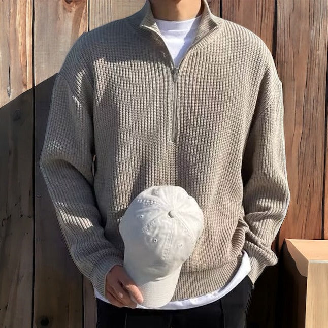 Stijlvolle en veelzijdige half-zip pullover voor heren - Perfect voor elk seizoen! Ontdek de zachte en luxe katoenmix, ideaal voor casual en formele gelegenheden. afbeelding 15