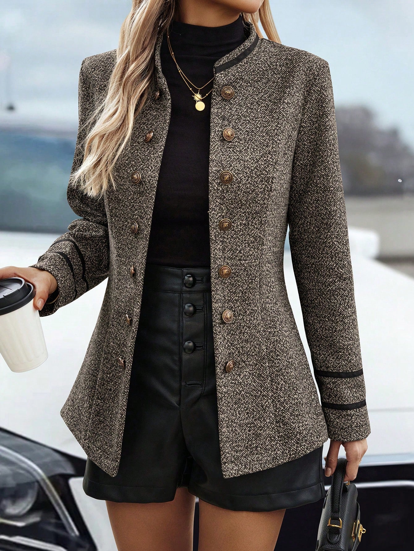 Jas met kraag en lange mouwen in regulier fit voor dagelijks gebruik, herfst, dames-16