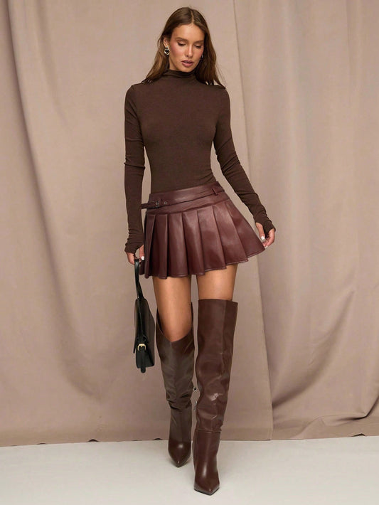 Korte rok met geplooide stijl en rits sluiting voor een casual nachtje uit, dames-9