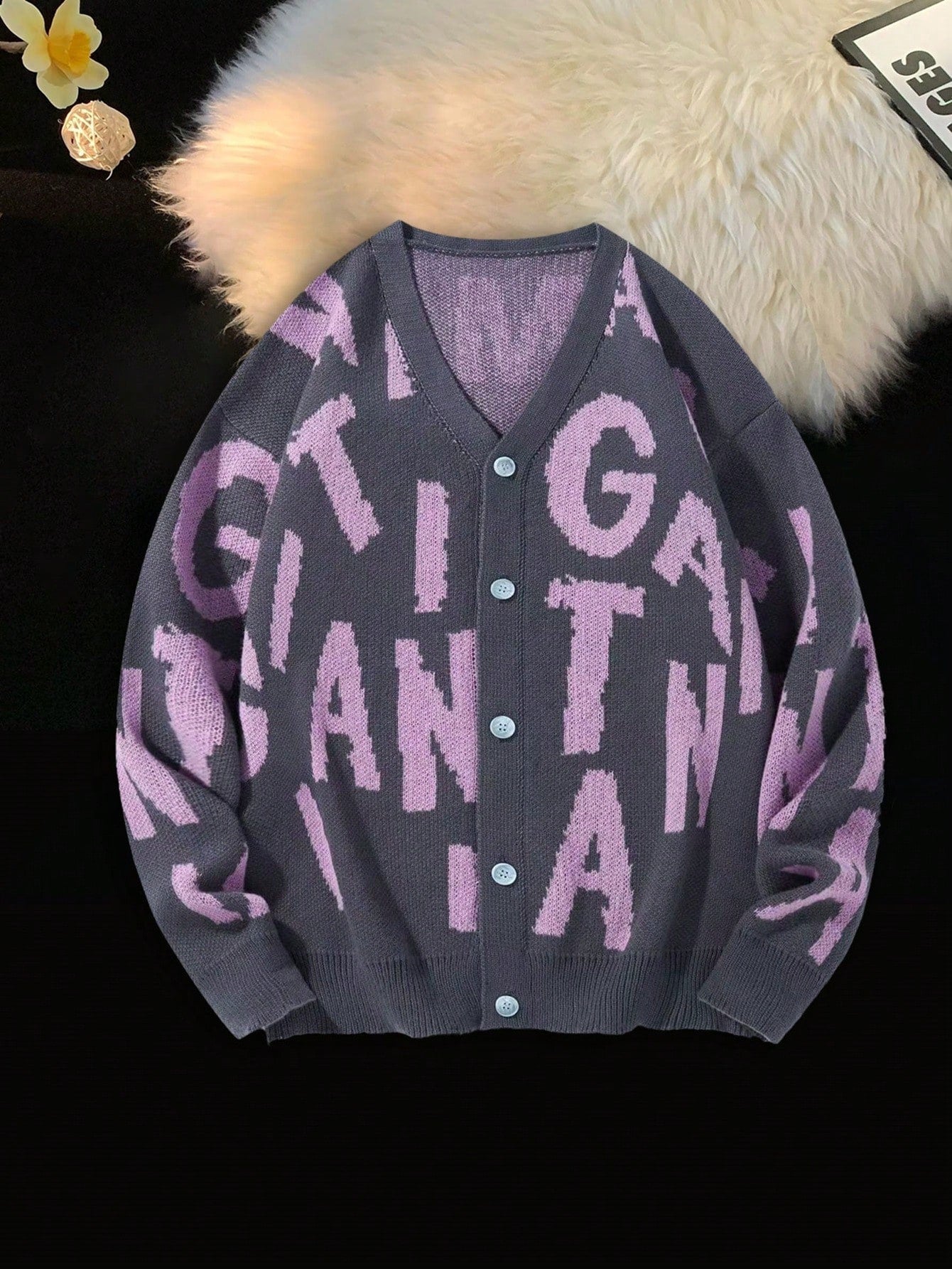 Oversized vest met knoopjes en V-hals van 100% polyester voor dagelijks gebruik in de herfst heren-41