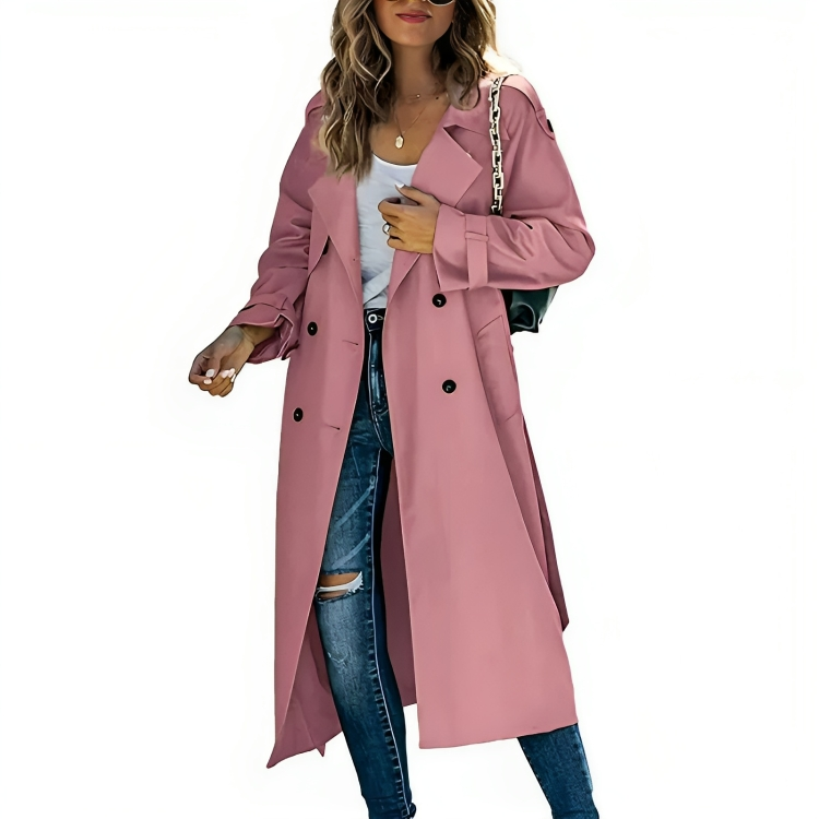 Trenchcoat met knoopsluiting en gestroomlijnd silhouet voor dagelijks gebruik, dames-1