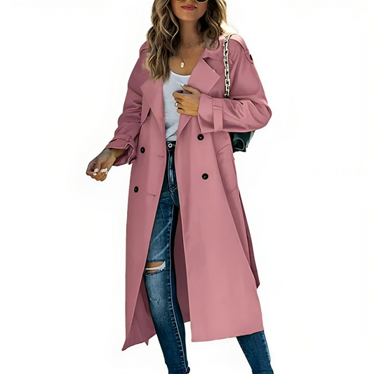 Trenchcoat met knoopsluiting en gestroomlijnd silhouet voor dagelijks gebruik, dames-1
