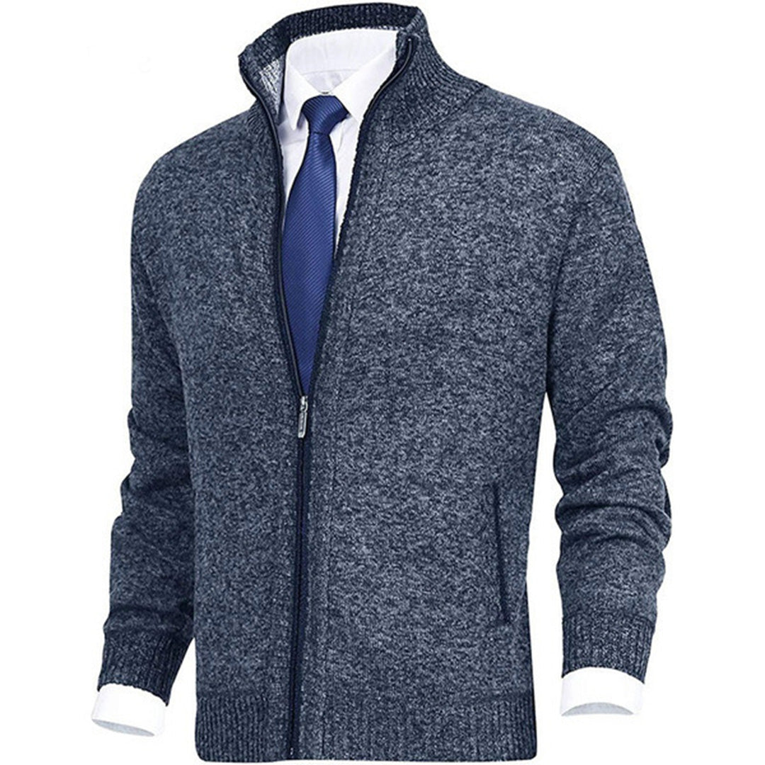 Blauw vest met rits en kraag voor heren