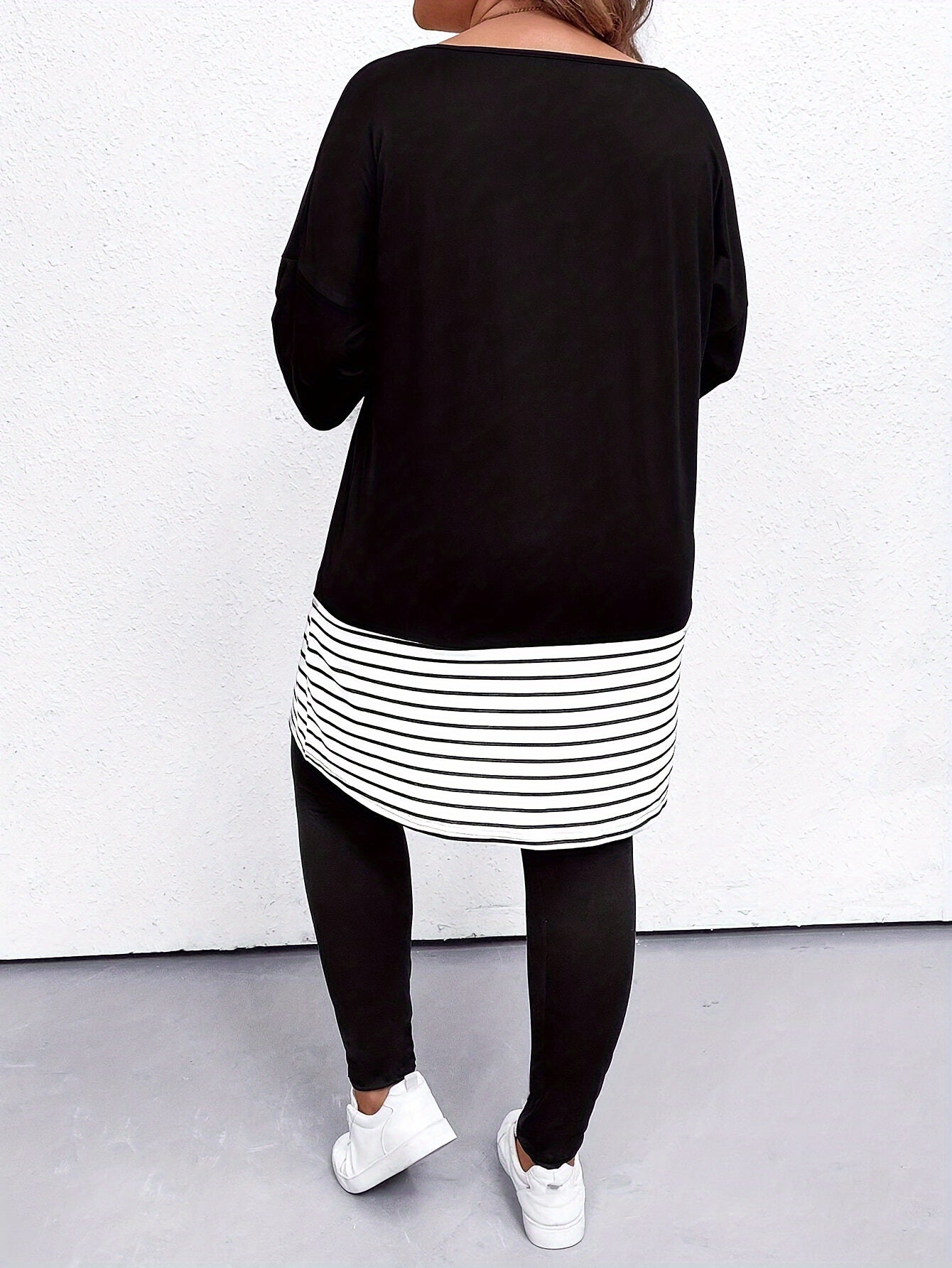 Stijlvolle Plus Size Strepen Tuniekjurk |  Gemaakt van Katoenmix | Ideaal voor alle seizoenen afbeelding 3