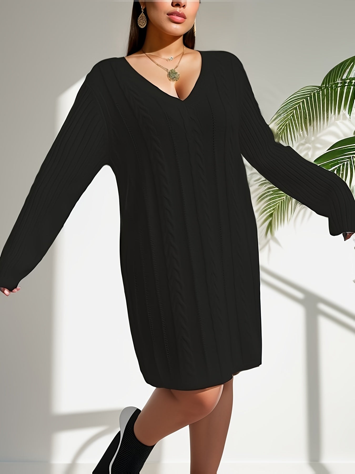 Kabelgebreide trui-jurk: stijlvol en comfortabel voor herfst en winter afbeelding 10