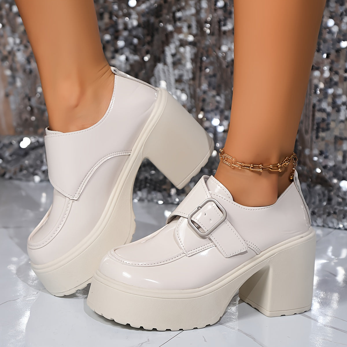 Modieuze damesplatformpumps met gespsluiting: stijlvol en comfortabel! Shop nu! afbeelding 6
