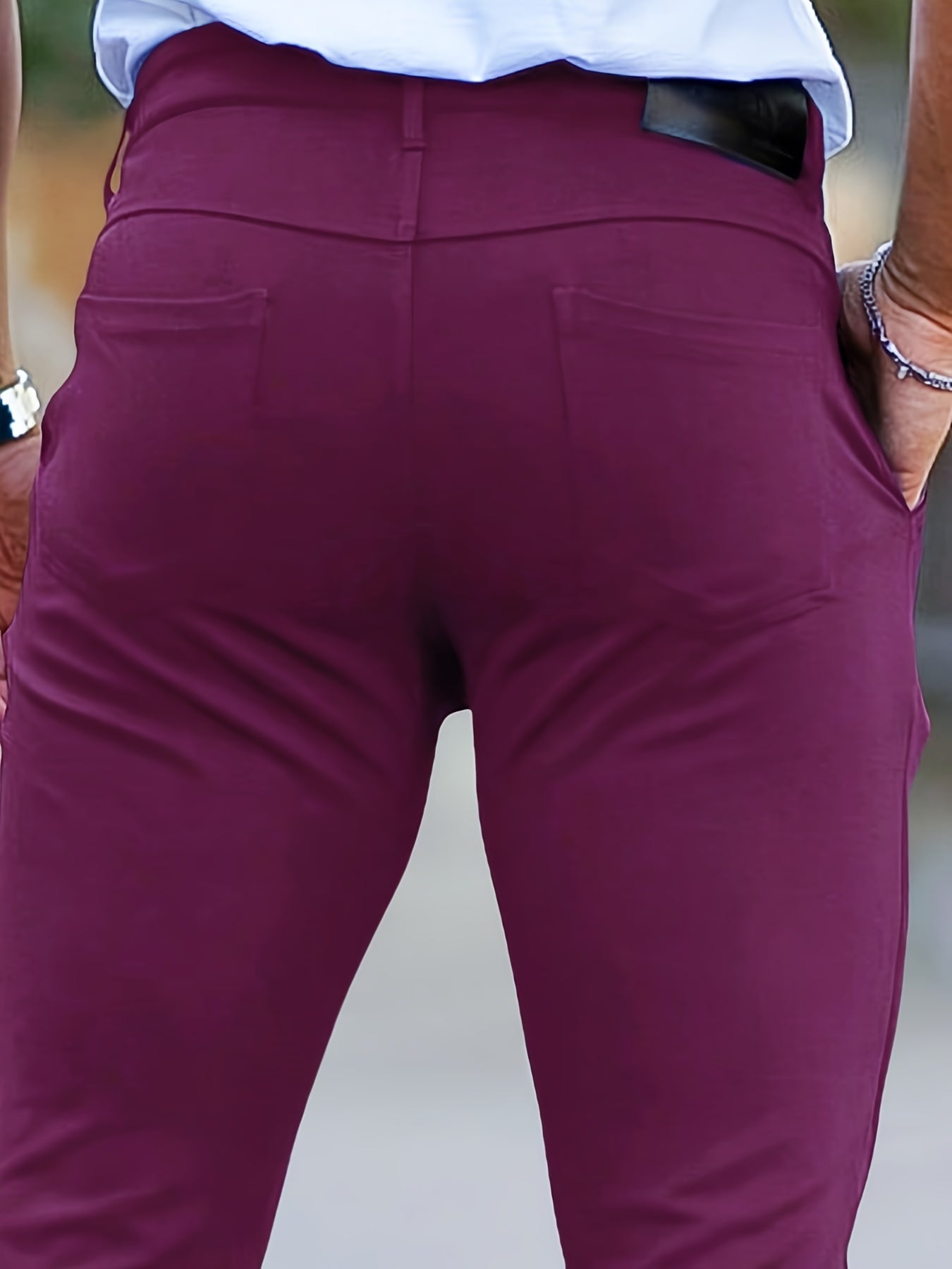 Casual skinny fit chino met medium stretch en effen kleur