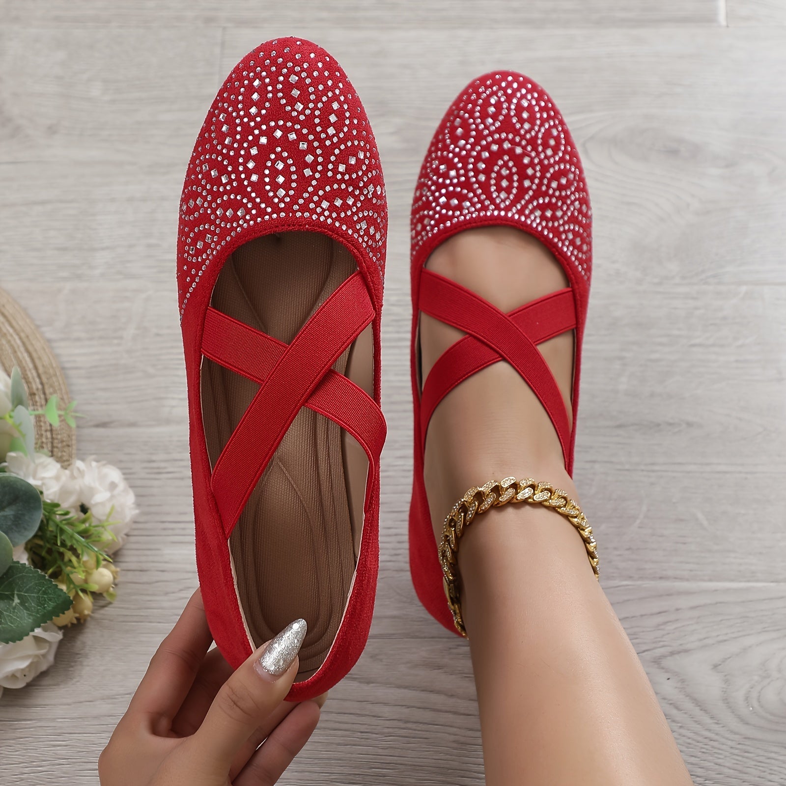 Stijlvolle en comfortabele ballet flats met elastische kruisband - perfect voor elke gelegenheid! afbeelding 11