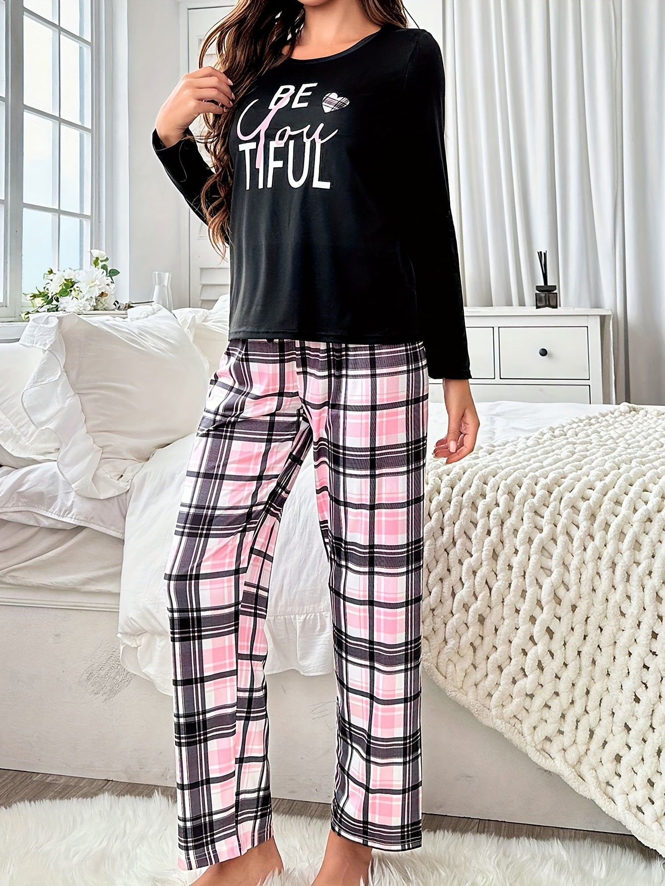 Stijlvolle geruite pyjama set - Katoenen nachtkleding voor comfort en elegantie afbeelding 10