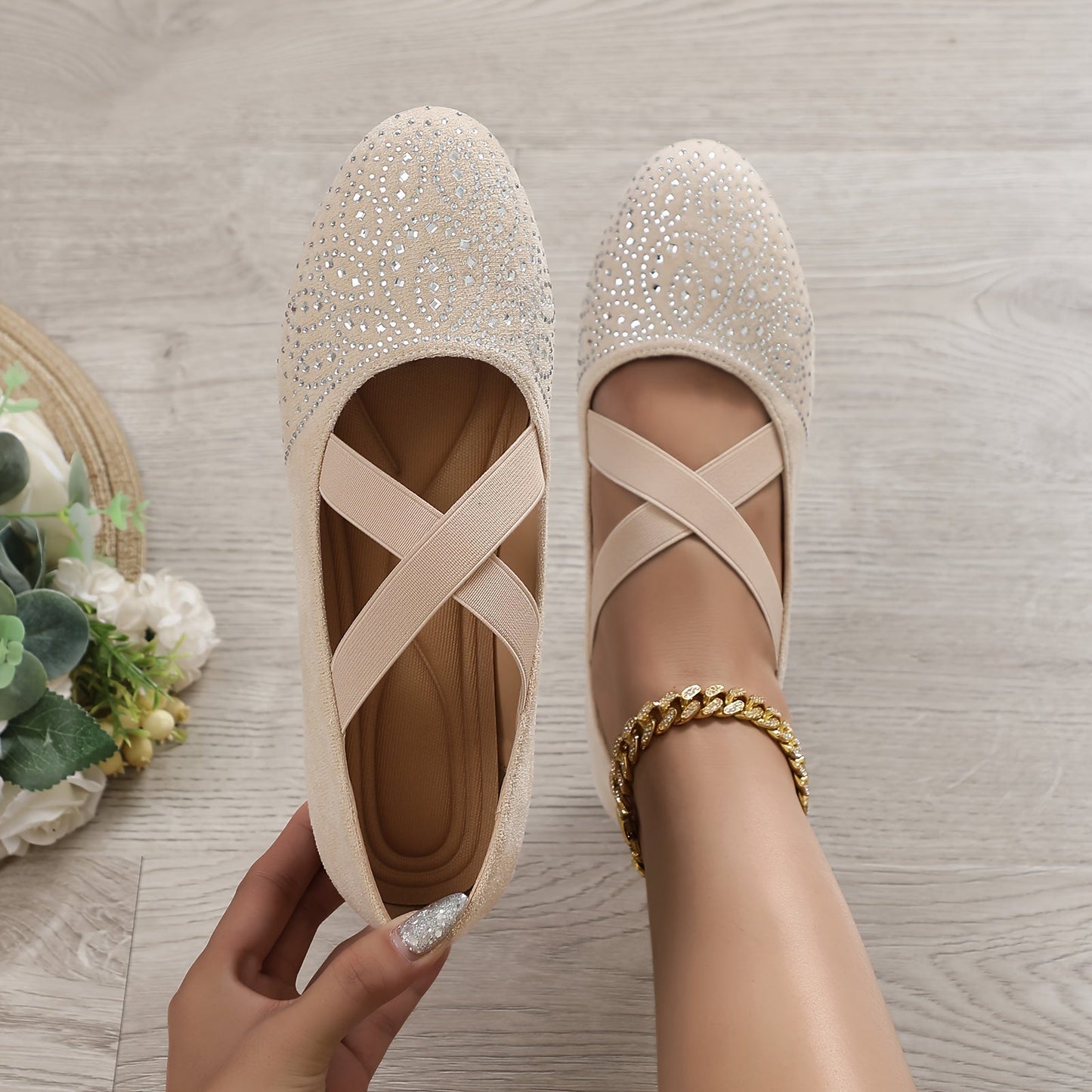 Stijlvolle en comfortabele ballet flats met elastische kruisband - perfect voor elke gelegenheid! afbeelding 14