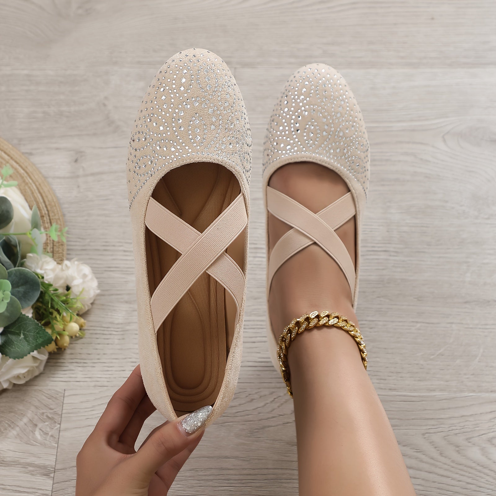 Stijlvolle en comfortabele ballet flats met elastische kruisband - perfect voor elke gelegenheid! afbeelding 14