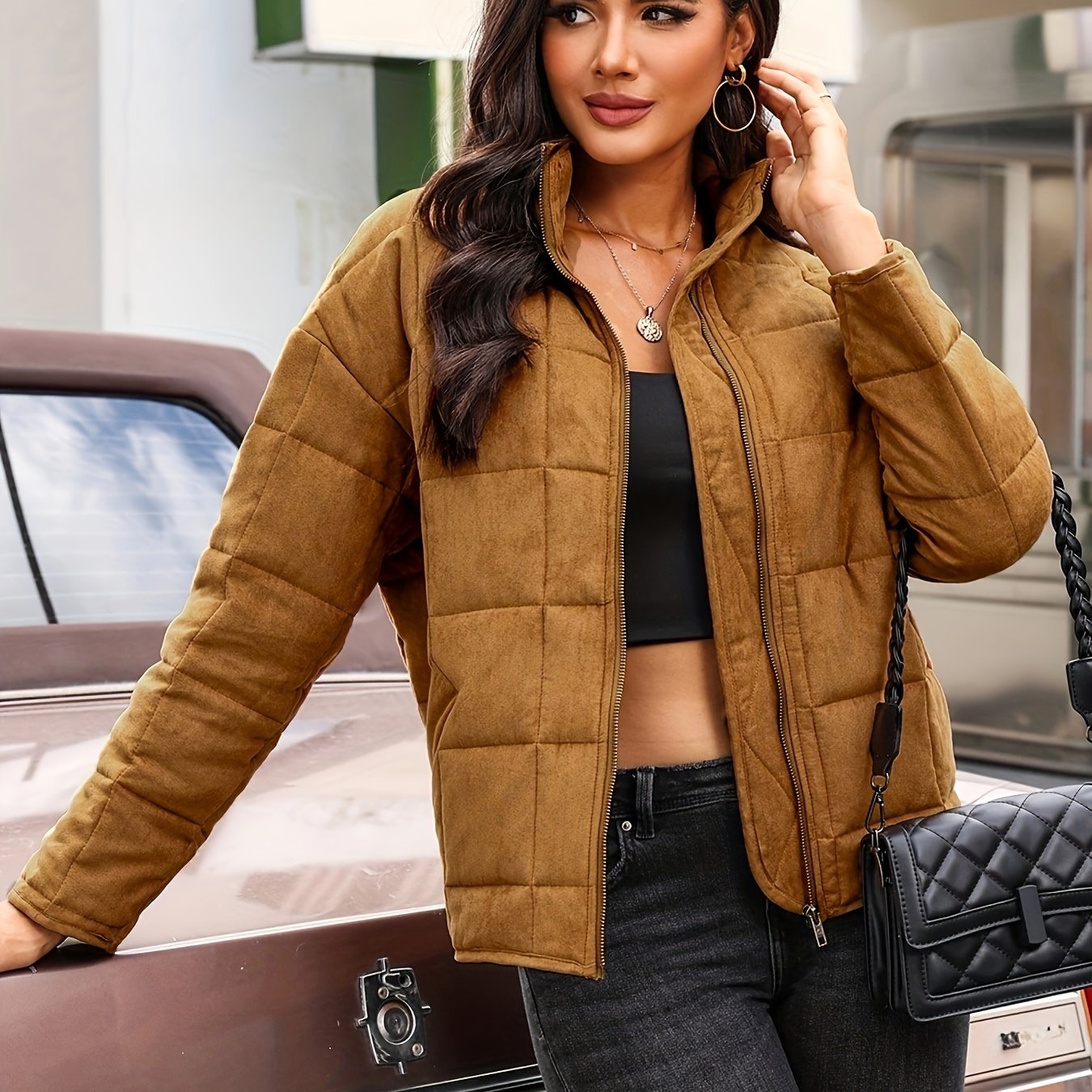 Gewatteerd winddicht jack met geruit patroon - Perfect voor Herfst & Winter afbeelding 12