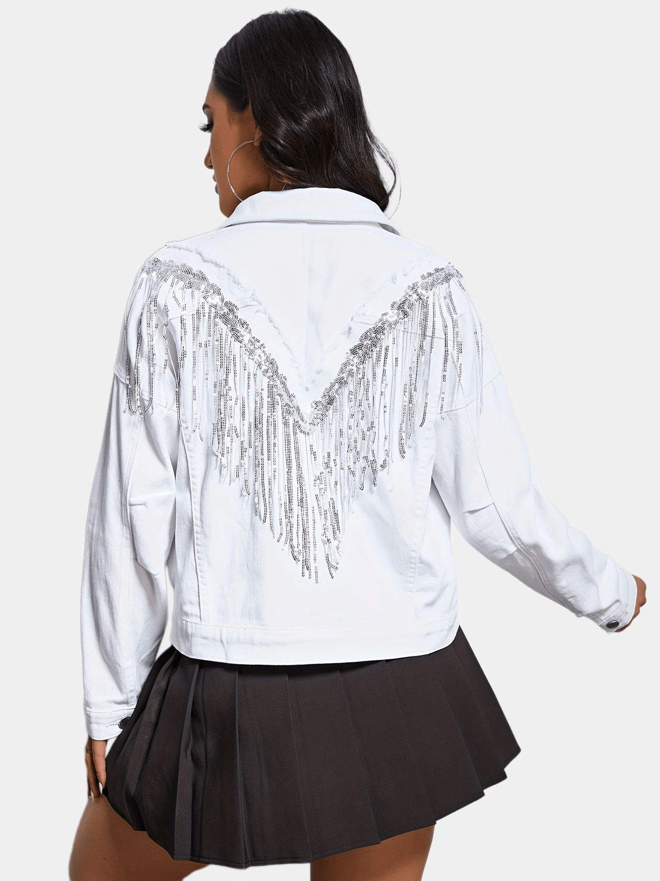 Lichtblauwe spijkerjas met pailletten | Trendy en veelzijdig | Hoogwaardig denim | Regular fit | Lente & herfst afbeelding 2