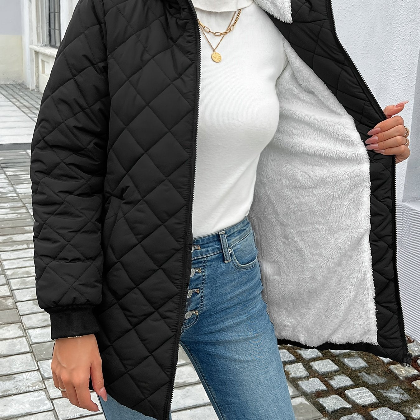 Moderne dames puffer jas - Stijl en comfort in één | Trendy halflang design in hoogwaardige katoenmix | Praktische rits en tijdloze look | Ideaal voor herfst en winter afbeelding 6