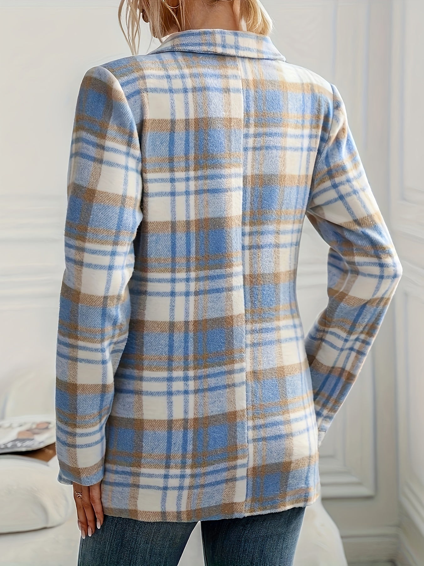 Stijlvolle en luxe geruite blazer van katoenmix | Perfect voor zakelijke en casual outfits afbeelding 2