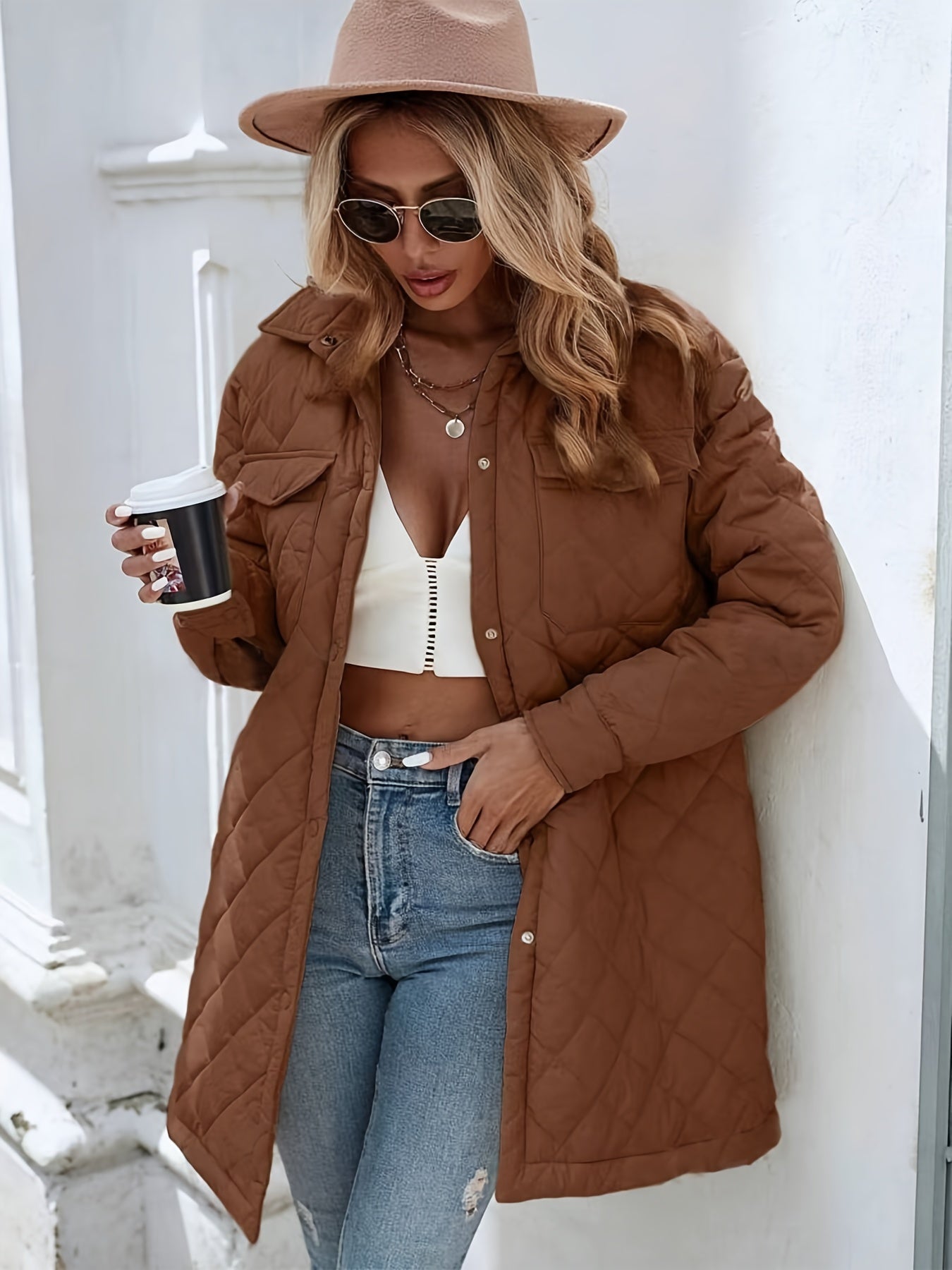 Puffy jas in effen kleur voor herfst en winter - Warm, comfortabel & stijlvol! Ontdek de perfecte jas voor koud weer. afbeelding 2