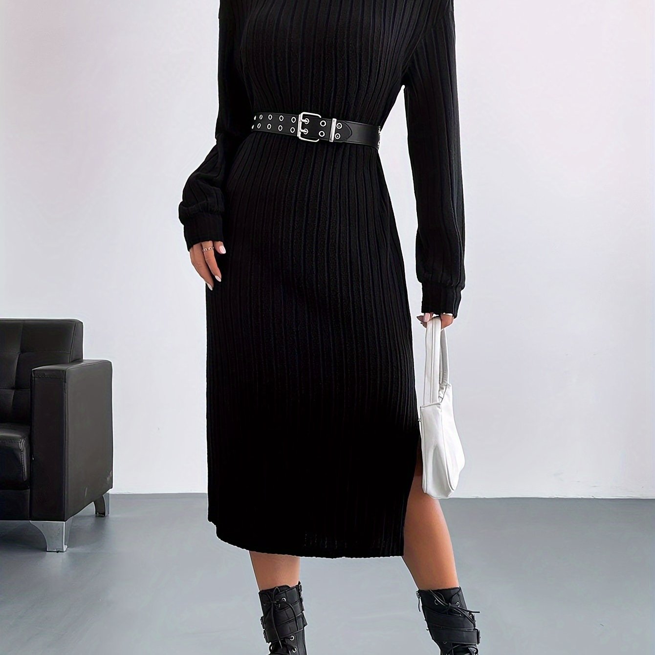 Elegante t-shirt jurk van premium katoenmix met stretch | Stijlvol en tijdloos ontwerp | Perfect voor alle seizoenen afbeelding 6