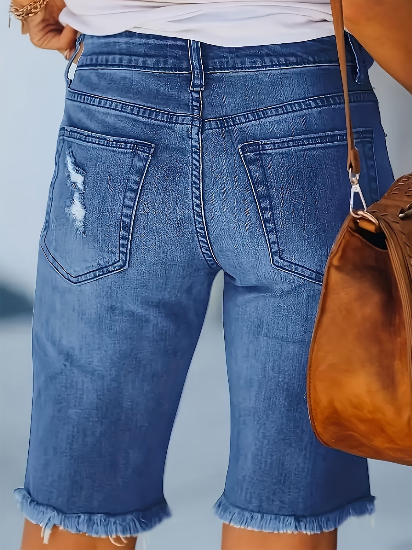 Hoge taille gescheurde spijkerbroek shorts - perfect voor de lente en zomer! afbeelding 7