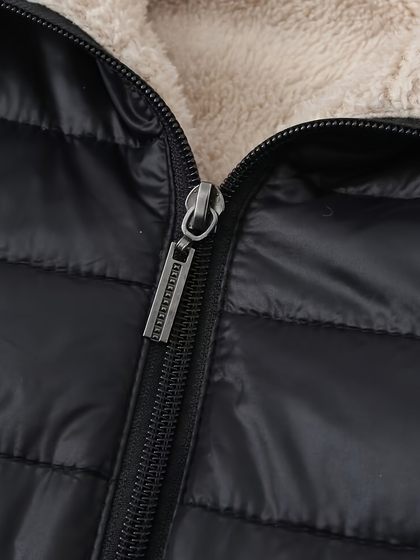 Warme puffy jas met rits en imitatiefbont voering | Stijlvol en comfortabel | Voor herfst en winter afbeelding 8