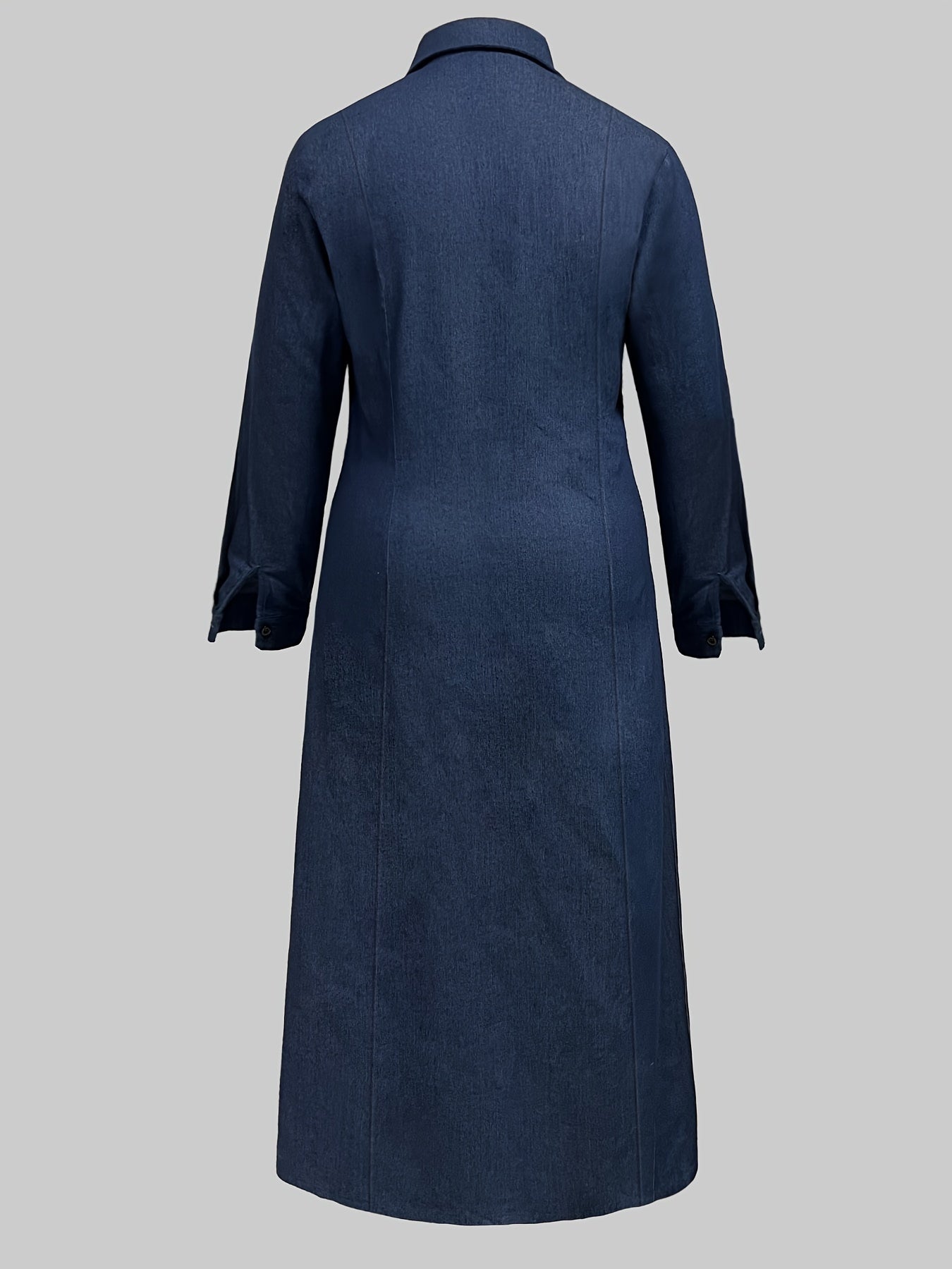 Blauwe denim maxi jurk | Elegant en comfortabel | 95% katoen | Voor elke gelegenheid! afbeelding 3