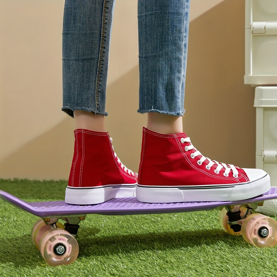 Hoge canvas sneakers met veters afbeelding 5