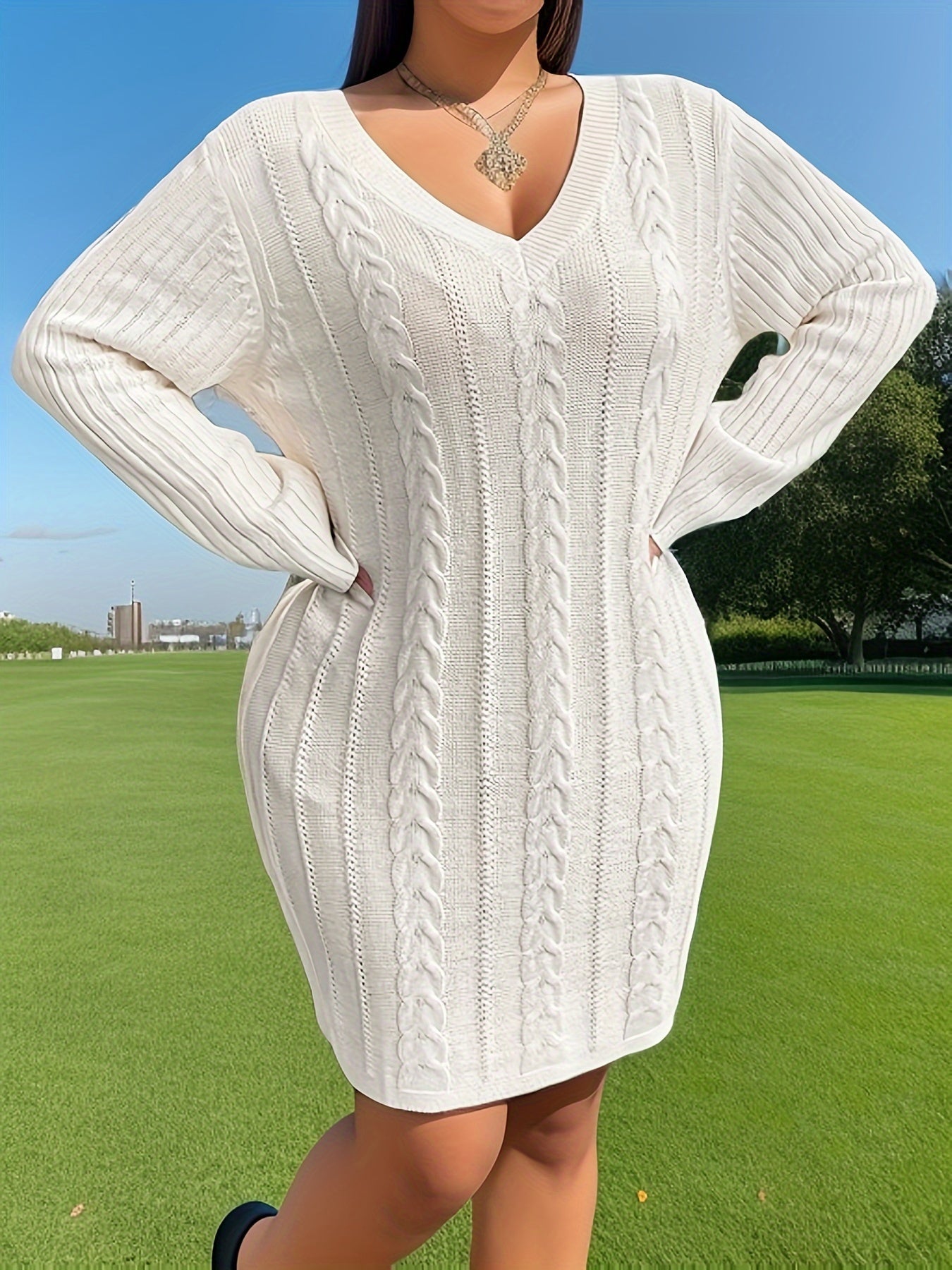 Kabelgebreide trui-jurk: stijlvol en comfortabel voor herfst en winter afbeelding 7