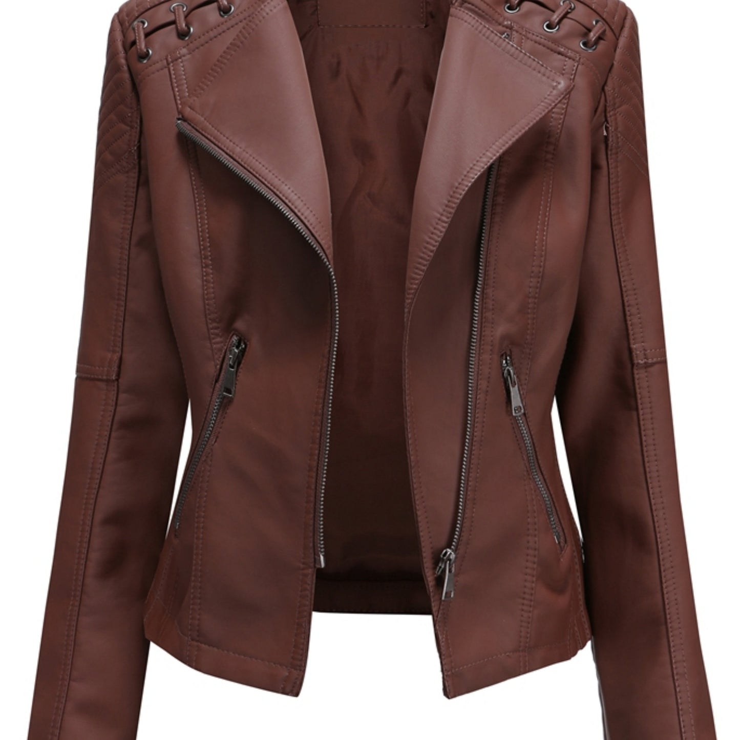 Stijlvolle waterbestendige PU leren ritsjas: perfect voor herfst en winter! Met luxe uitstraling en skinny fit voor een tijdloze look. Shop nu. afbeelding 14