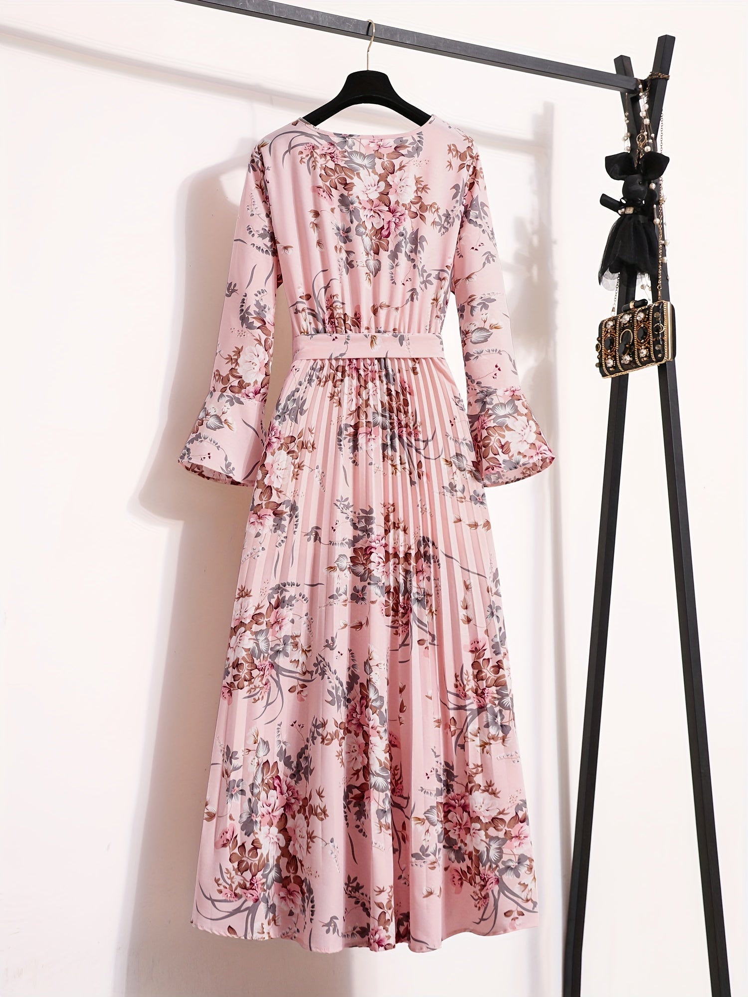 Maxi-jurk met bloemenprint en lange mouwen afbeelding 9