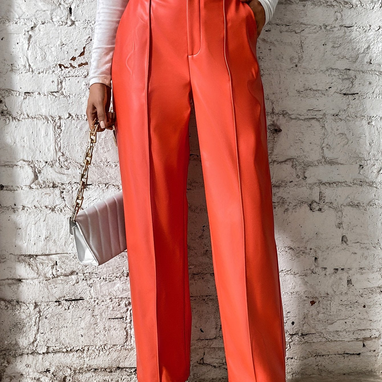 Stijlvolle hoge taille broek van katoenmix met luxe details | Perfect voor herfst en winter | Shop nu! afbeelding 11