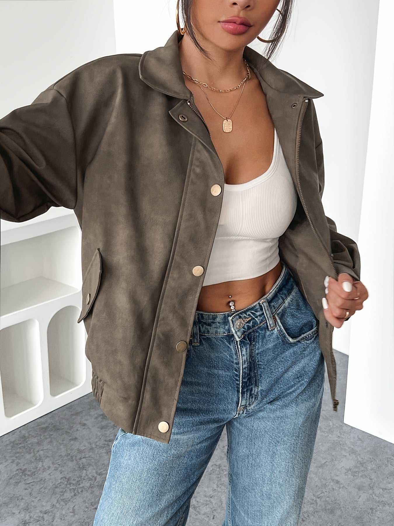 Stijlvolle Kunstlederen Jas voor Vrouwen - Ontdek de Luxe en Comfortabele Herfst- en Winterlook afbeelding 6