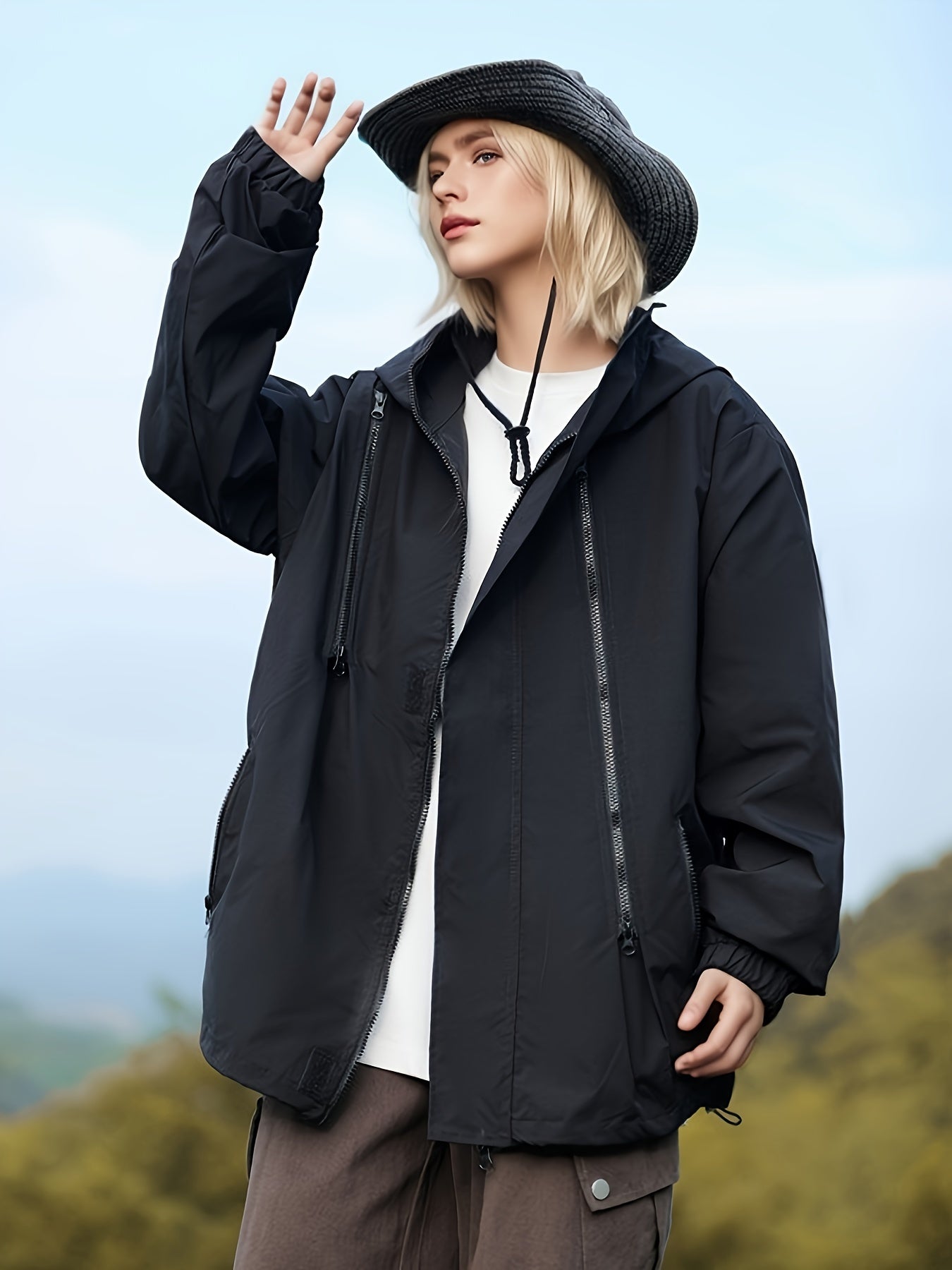 Buitensportjas dames: Duurzame en comfortabele katoenmix met capuchon afbeelding 4