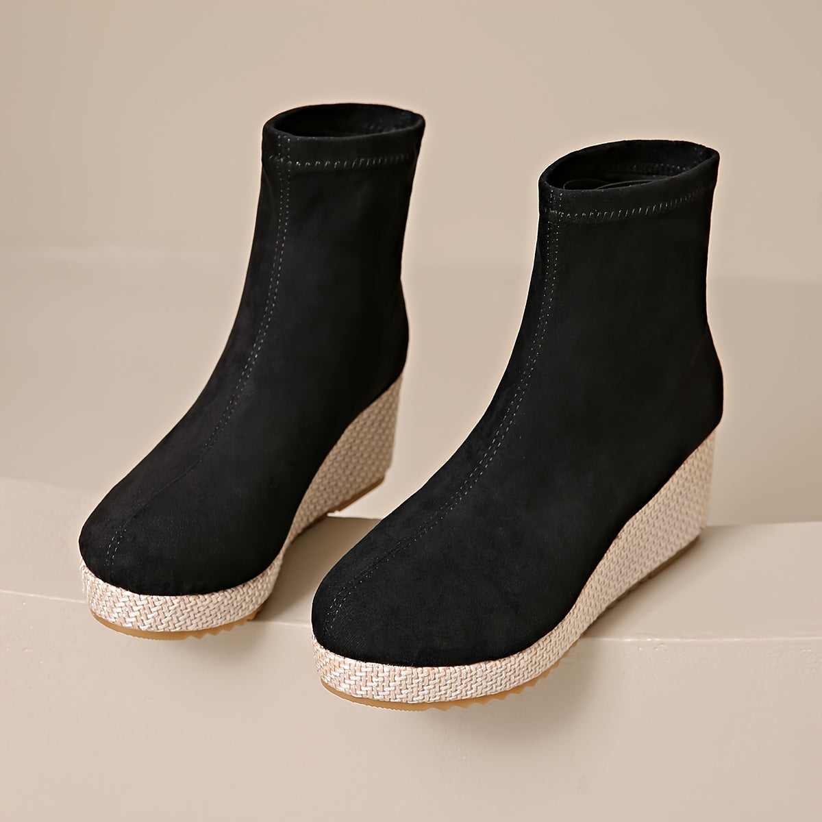 Stijlvolle dames wedge-booties voor elke gelegenheid | Comfort en veelzijdigheid | Slip-on ontwerp | Lage platformhak afbeelding 11