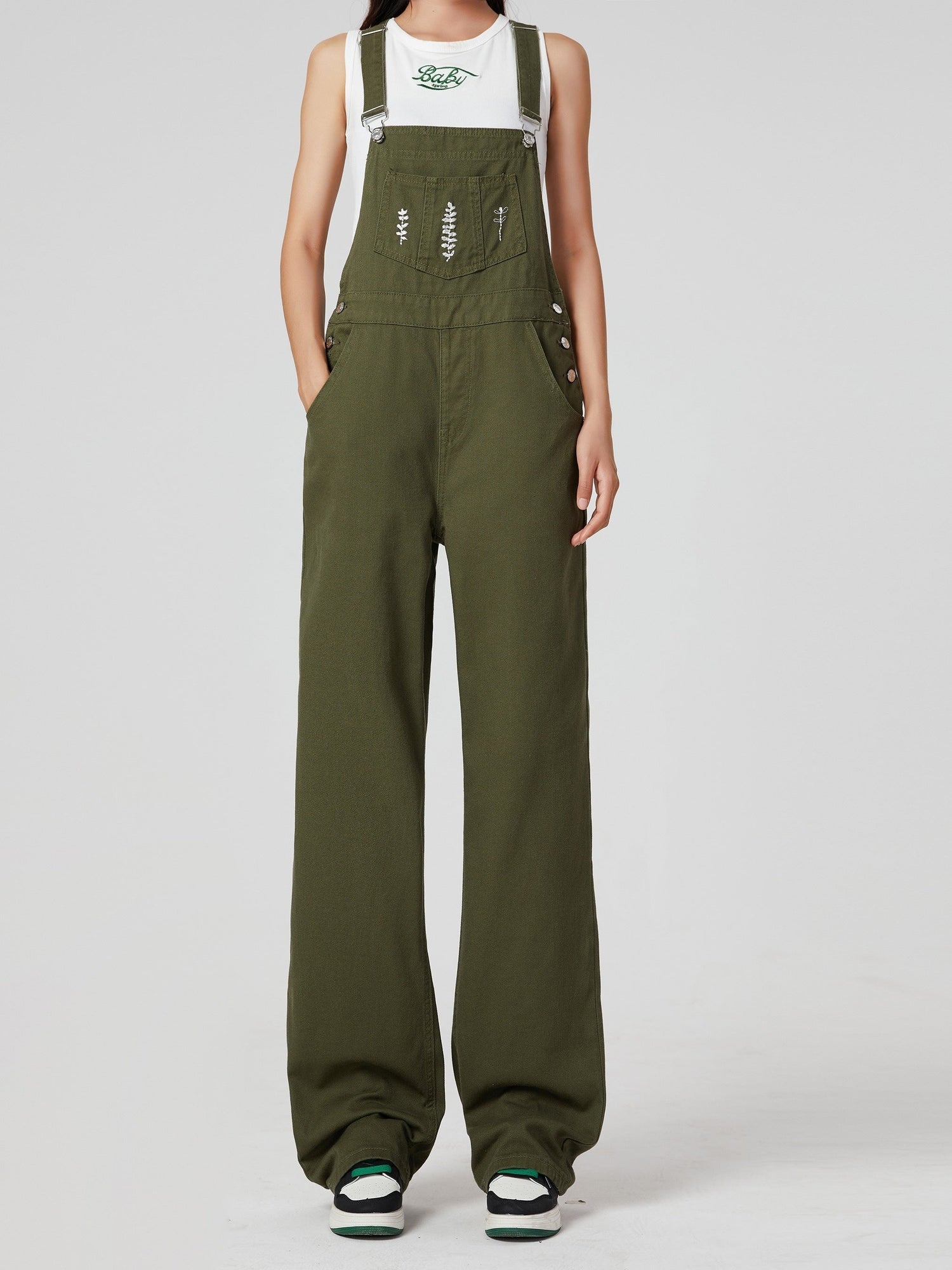 Stijlvolle groene jumpsuit van denim - perfect voor elke seizoen! Duurzaam en veelzijdig. Shop nu! afbeelding 1