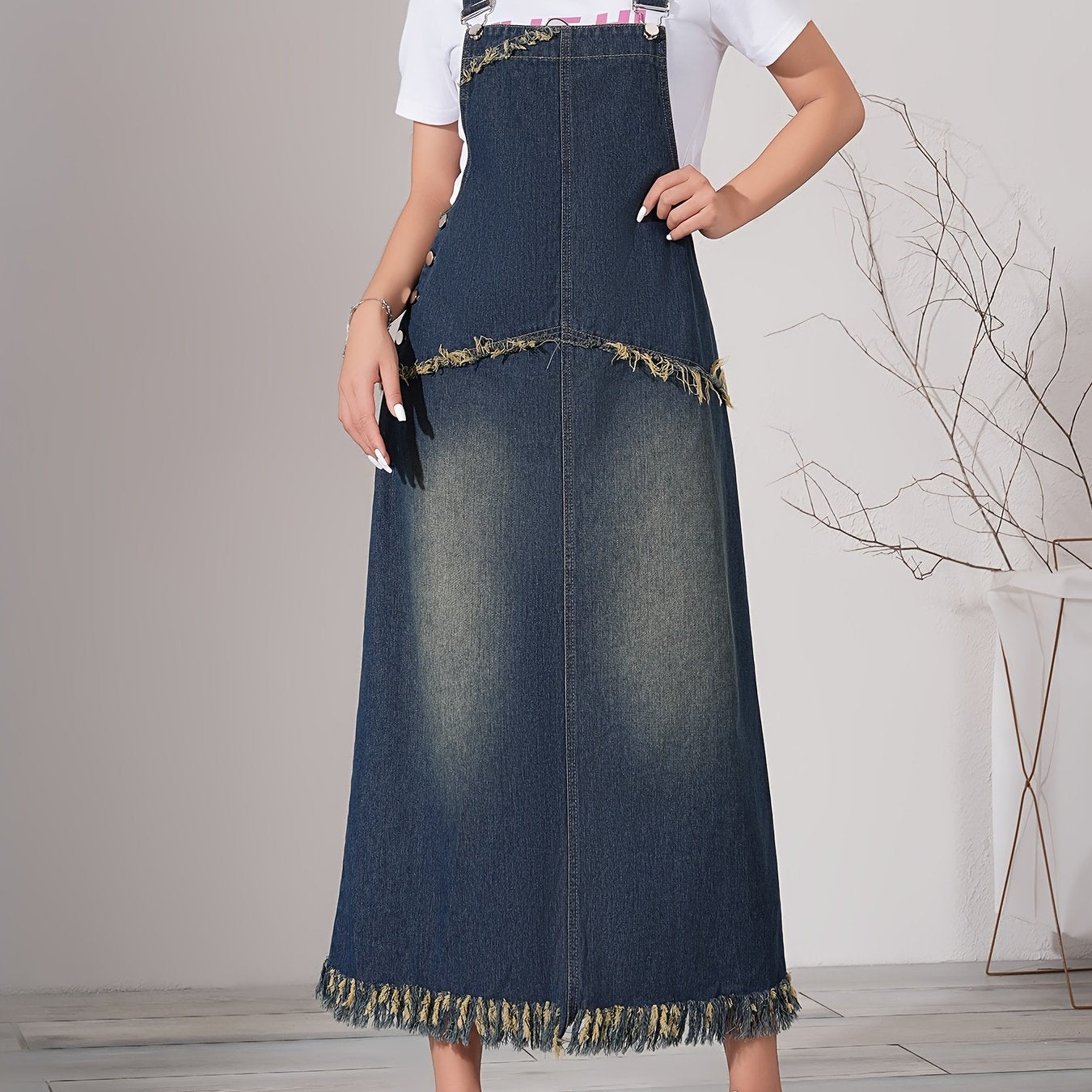 Stoere en veelzijdige denim maxi-jurk | Shop nu voor een tijdloze look! afbeelding 11