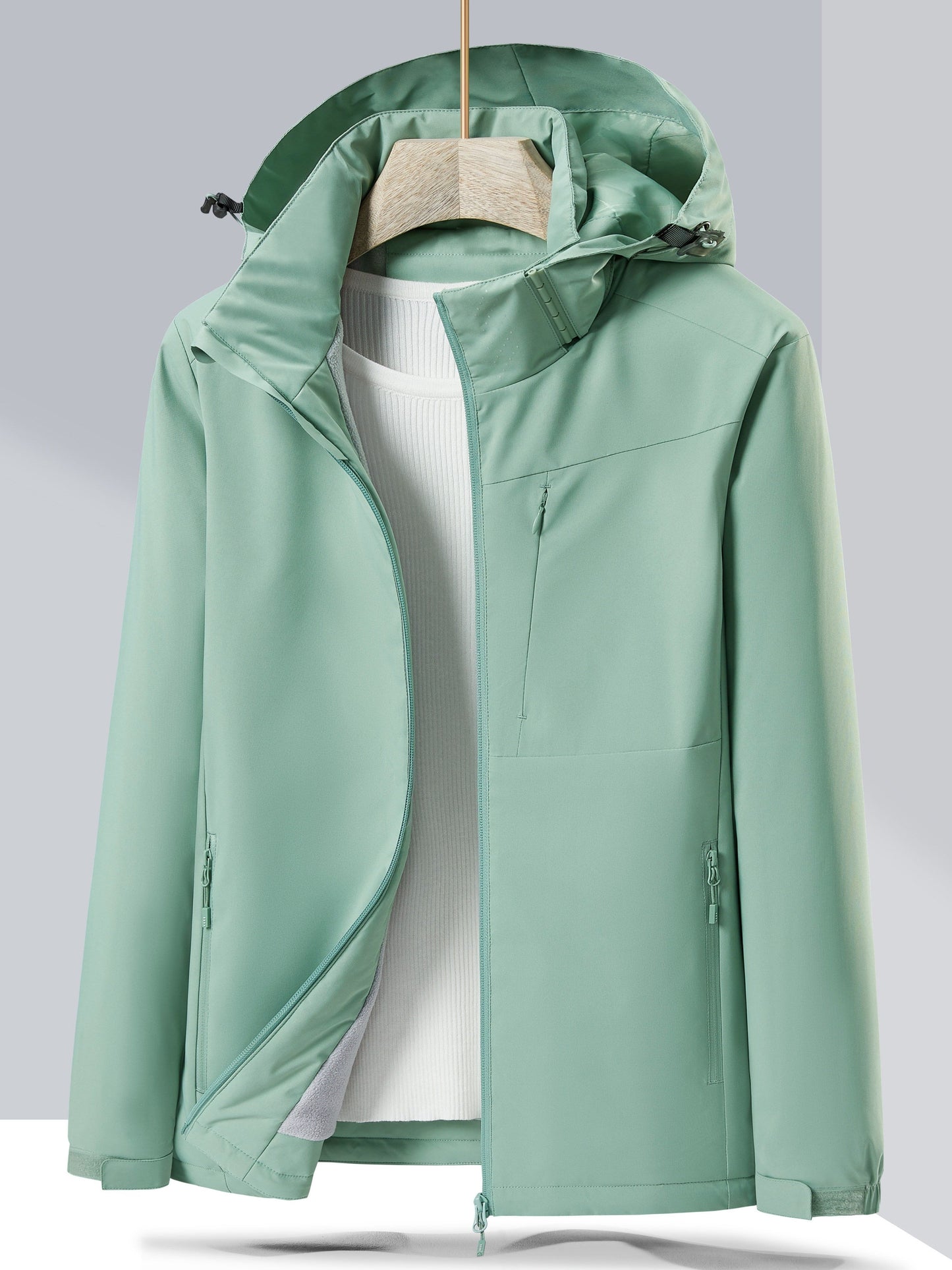 Wind- en Waterdicht Outdoorjack met Polarfleecevoering en Capuchon | Bescherming en Comfort voor Buitenavonturen afbeelding 4