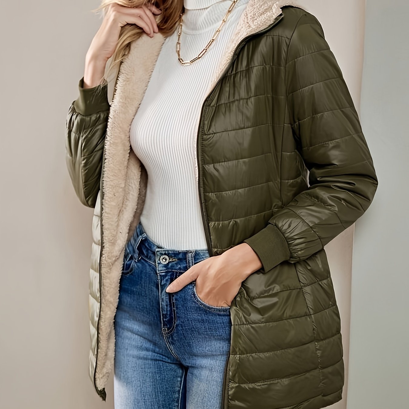 Feline fleece gevoerde jas - stijlvol én warm voor de herfst en winter afbeelding 14