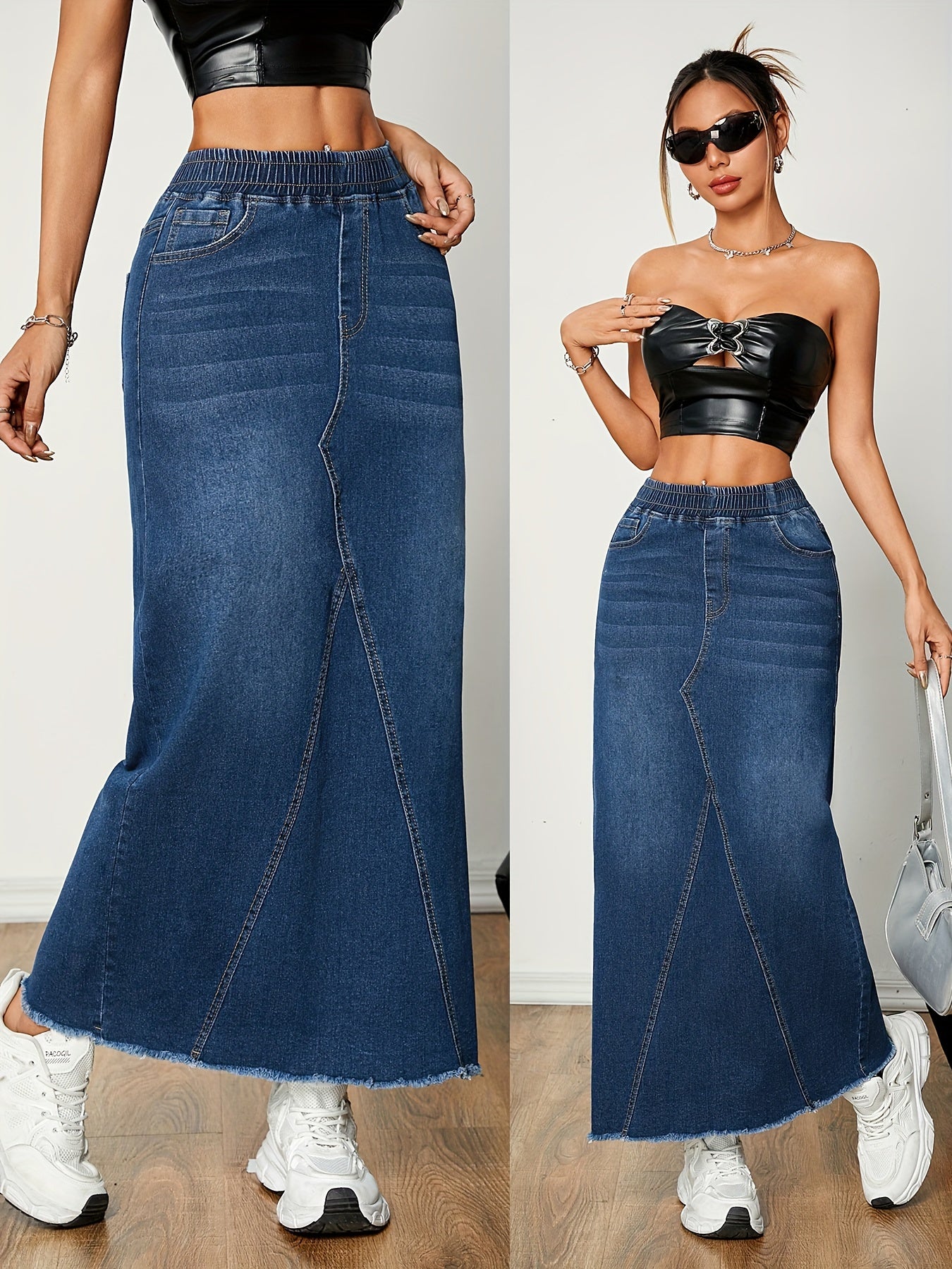 Stijlvolle denim rok: comfort en fashion voor elk seizoen - de perfecte keuze voor casual chic! Shop nu. afbeelding 2