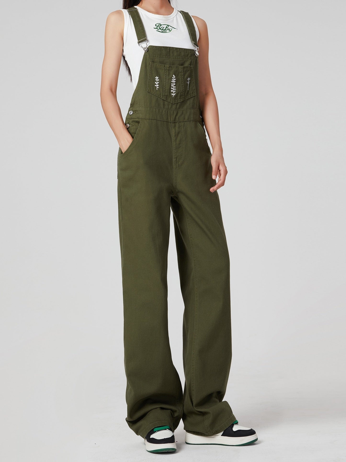 Stijlvolle groene jumpsuit van denim - perfect voor elke seizoen! Duurzaam en veelzijdig. Shop nu! afbeelding 3