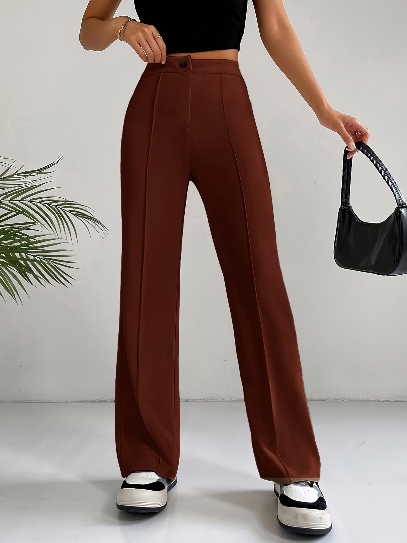 "Stijlvolle hoge taille broek van luxe katoenmix - Shop nu!" afbeelding 3
