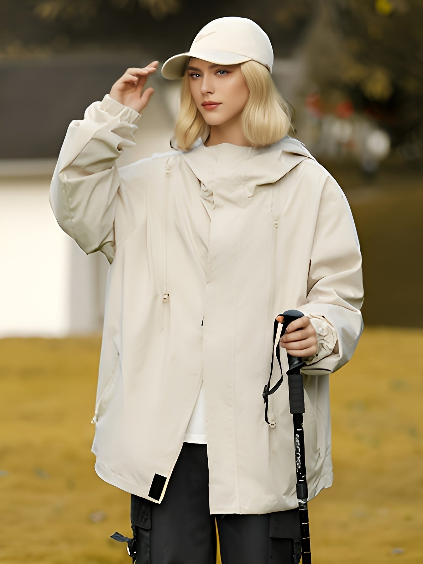 Buitensportjas dames: Duurzame en comfortabele katoenmix met capuchon afbeelding 9