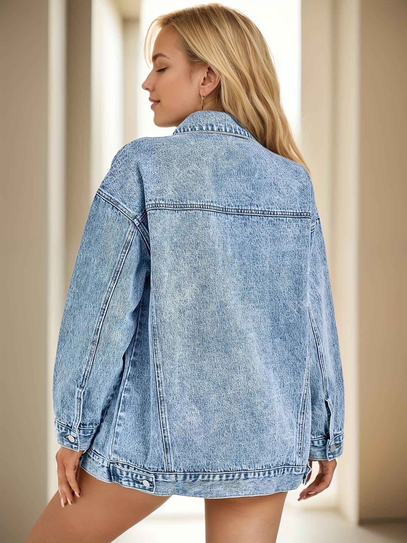 Stijlvolle vintage blauwe denim damesjas voor de lente en herfst afbeelding 3