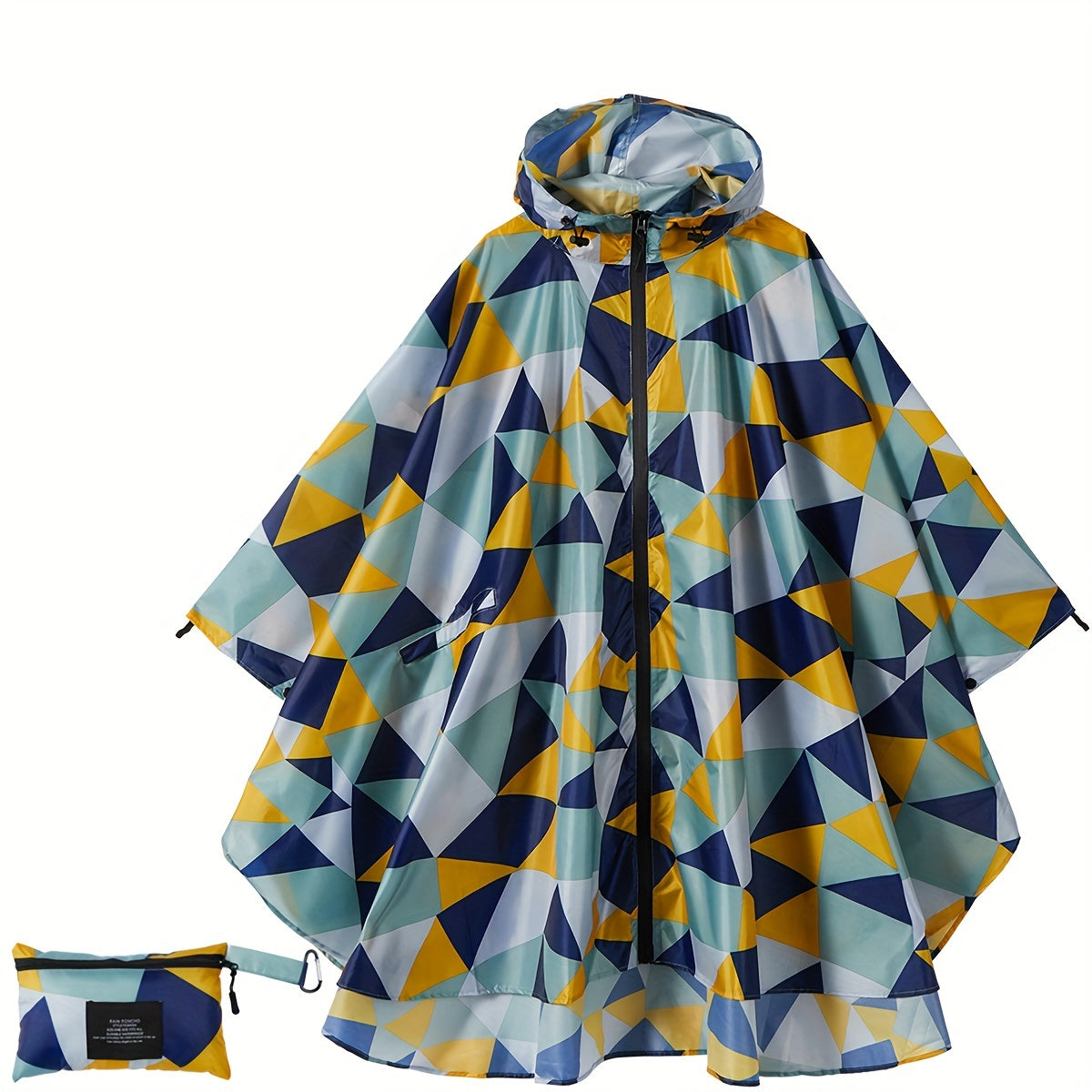 Modieuze regenponcho voor dames met capuchon en geometrisch patroon afbeelding 2