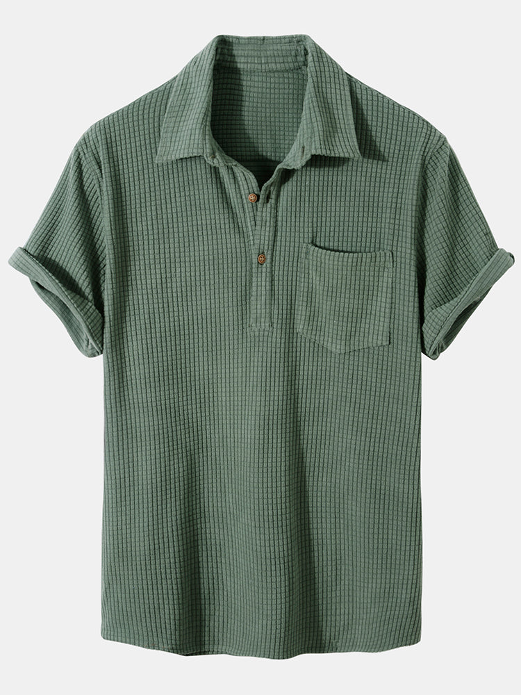 Stijlvolle Wafelpoloshirt en -shorts voor Heren