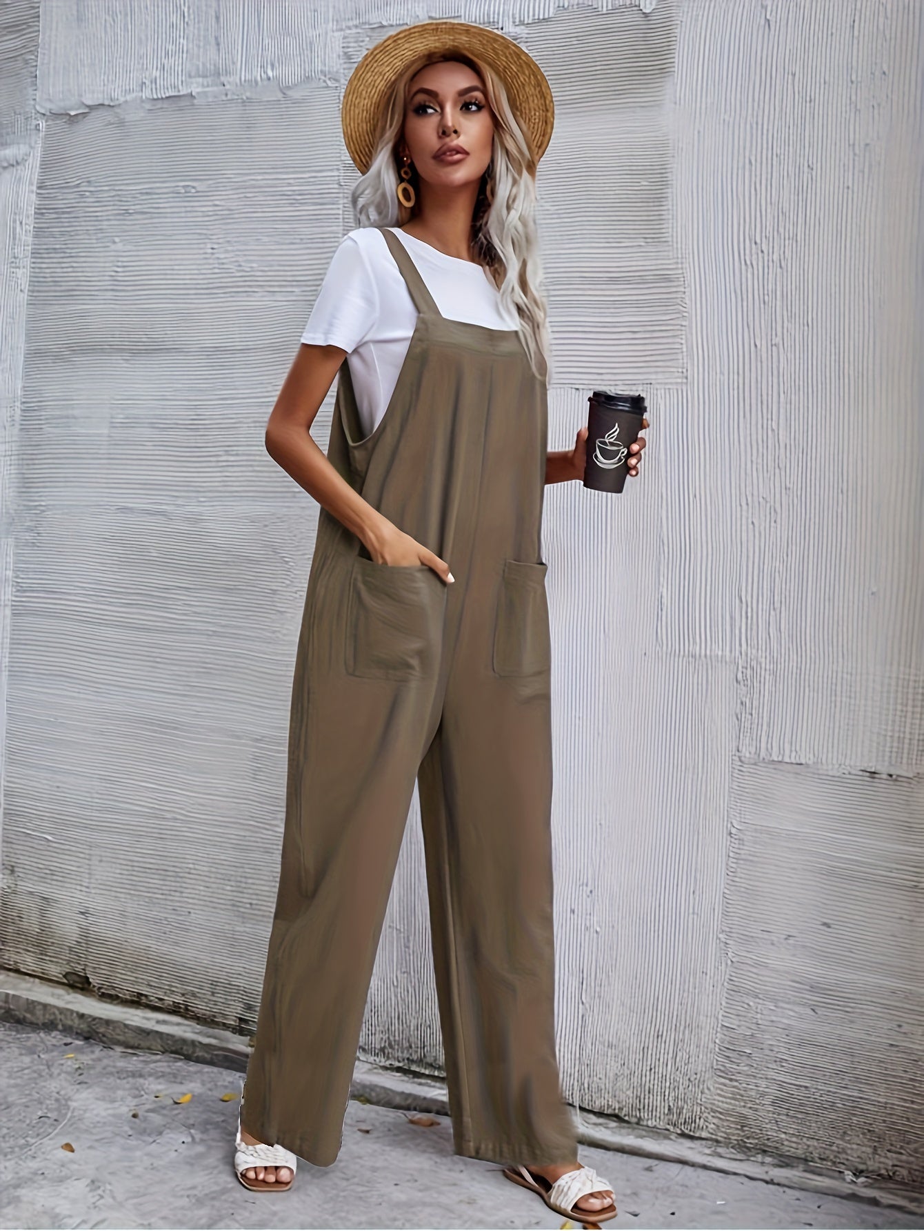 Comfortabele jumpsuit van 100% katoen: stijlvol en praktisch! Shop nu. afbeelding 2