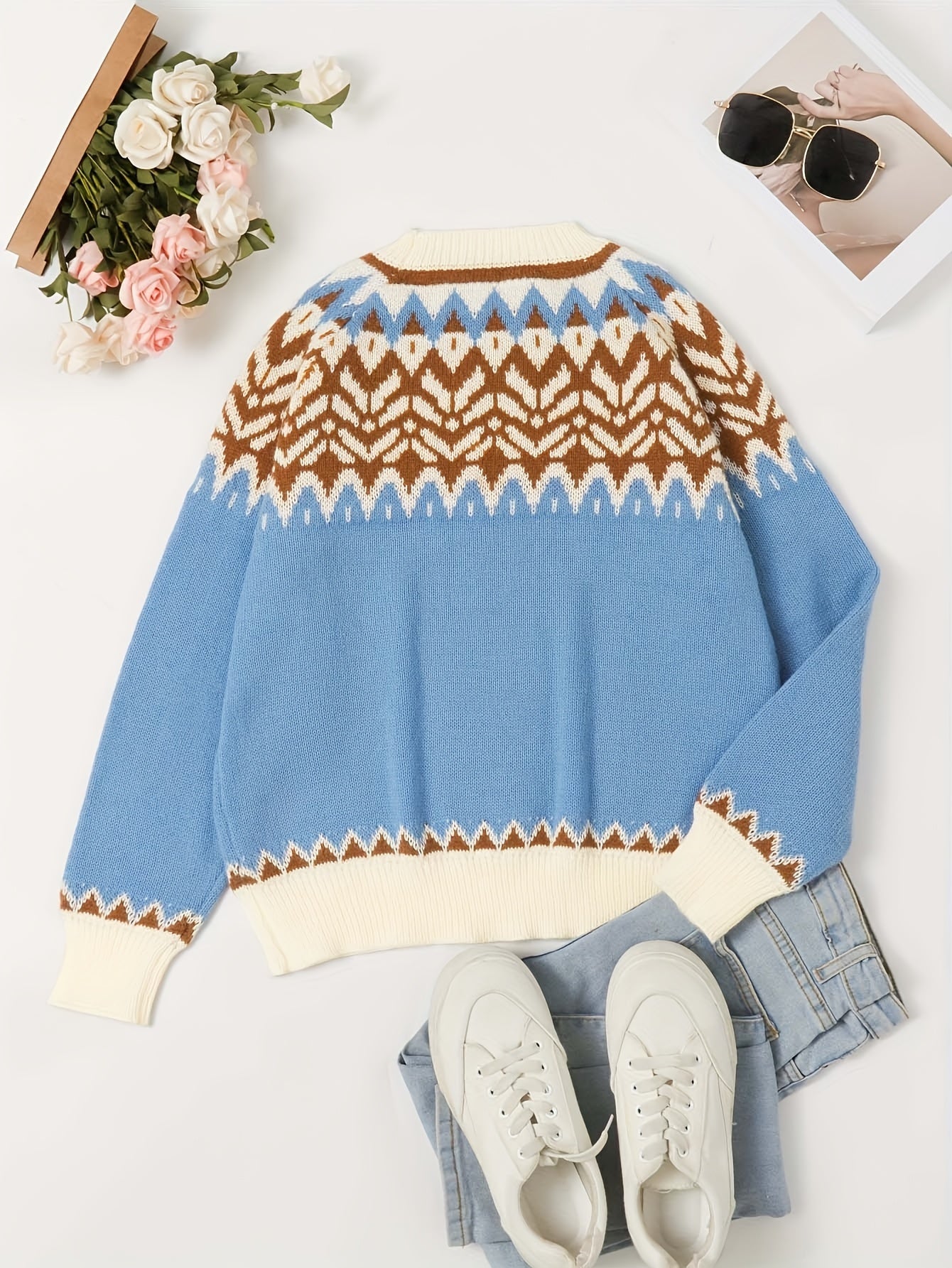 Stijlvolle dames trui met kleurblok design voor de herfst en winter afbeelding 2