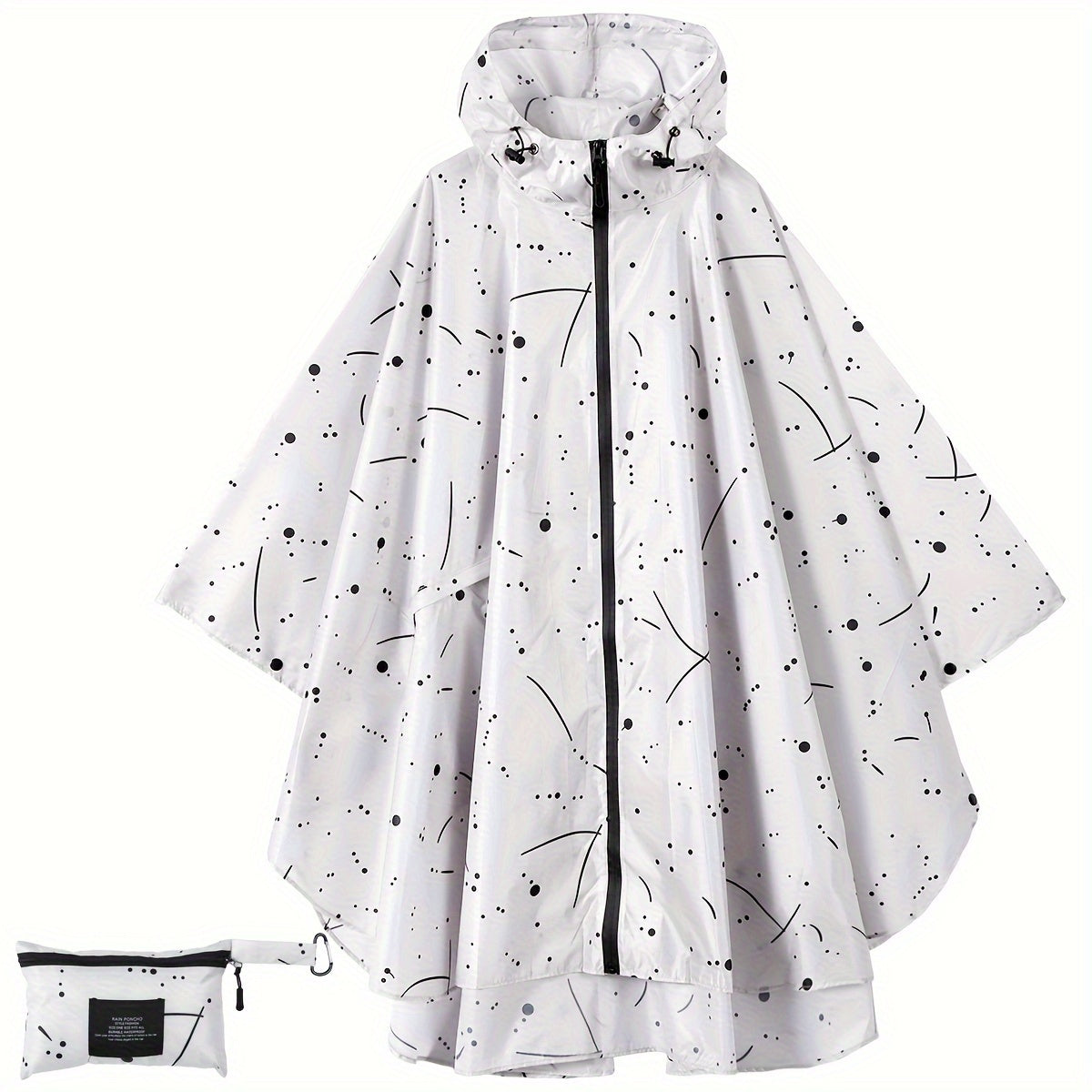 Modieuze regenponcho voor dames met capuchon en geometrisch patroon afbeelding 4